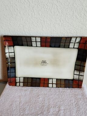 Pfaltzgraff Mosaic Glass Serving Tray in Red, Black & White